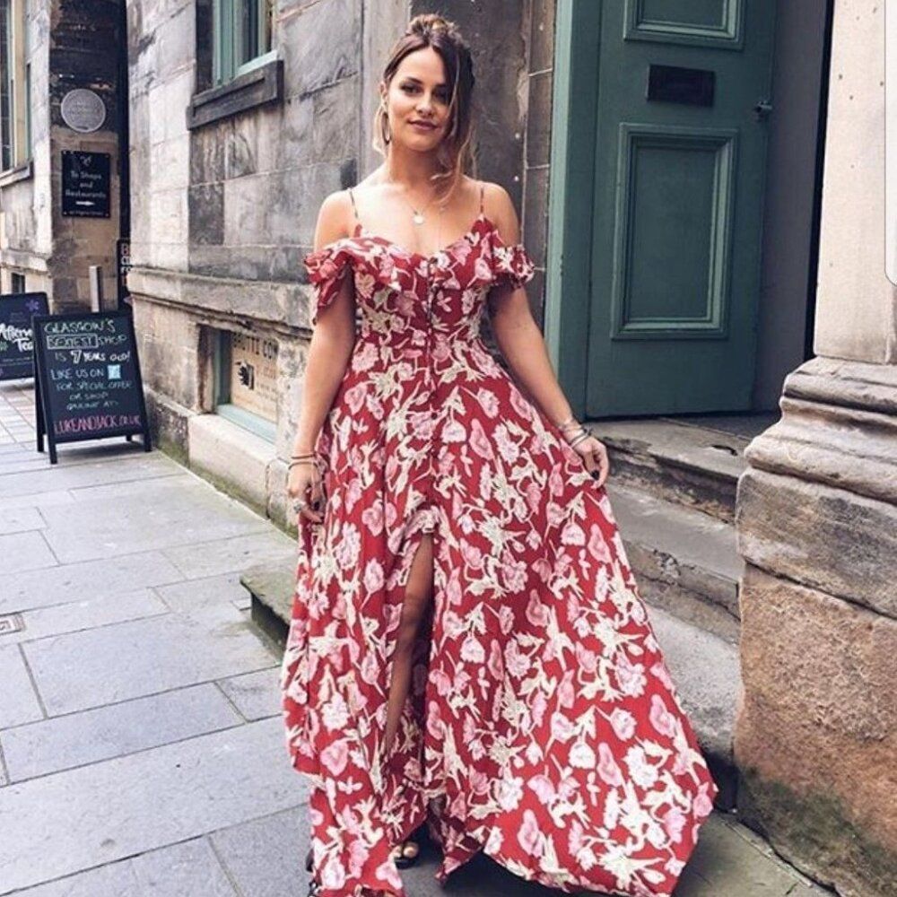 TOPSHOP Hanky XS Floral Maxi Long Dress Whimsical Summer Fairy Feminine Coquette